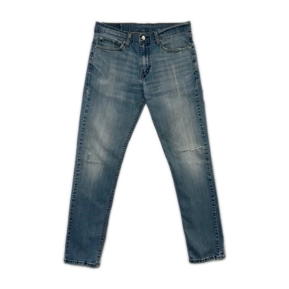 Levis 511 Men's Sz 32x34 Jeans Blue Distressed Slim fit stretchDenim Medium Wash